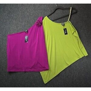 INC I.N.C. Lot of 2  Colorful Sleeveless One Shoulder Top Tunic Boho XL NWT